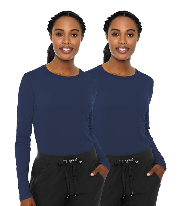 Med Couture Women's Underscrub Top Long Sleeve Performance Knit Tee, 360° Stretch, Lightweight & Ultra Soft Fabric - MC8499
