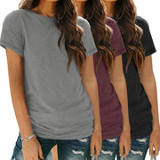 SUNBS Womens 3 Pack T-Shirts Short Sleeve Summer Tops Fashion Basic Tees Comfy Casual Vacation Outfits Workout Clothes 2025