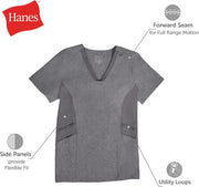 Hanes Women's Scrubs Healthcare Top, Moisture-Wicking Stretch Scrub Shirts, Ribbed Side Panels