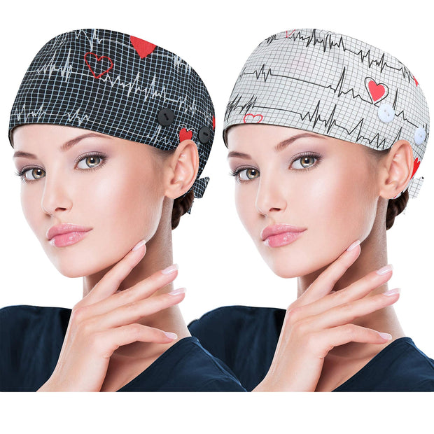 ABAMERICA Working Caps with Button and Sweatband, Adjustable Working Hats for Women Men, One Size(Tie Back or Toggle)