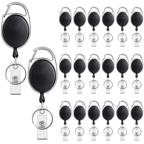 Teskyer Badge Reel, 5 Pack Retractable Badge Holders with Carabiner Belt Clip and Key Ring for ID Card Holder and Keychain