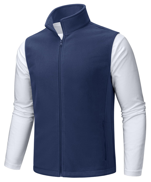 TACVASEN Men's Fleece Vest Zip Up Lightweight Vests Outerwear with Pockets Winter Warm Sleeveless Jacket for Hiking Golf