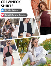 4 Pack Women’s Long Sleeve Basic Shirts Crew Neck Slim Fitted Compression Gym Workout Athletic Underscrubs Tops