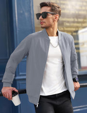 MAGCOMSEN Men's Bomber Jacket Lightweight Casual Windbreaker Spring Fall Zip Up Coat with 5 Pocket