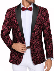 COOFANDY Men's Paisley Tuxedo Jacket One Button Dress Suit Jacket Floral Blazer for Dinner Party Prom Wedding