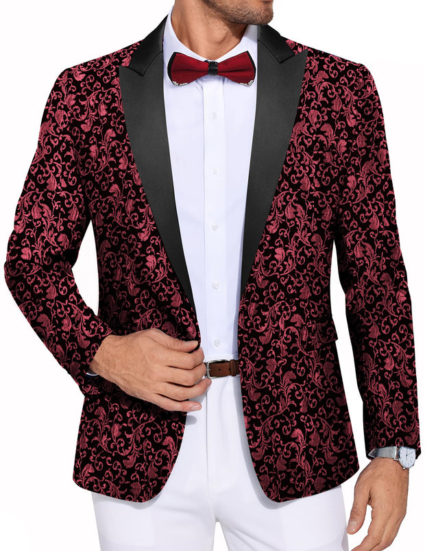 COOFANDY Men's Paisley Tuxedo Jacket One Button Dress Suit Jacket Floral Blazer for Dinner Party Prom Wedding