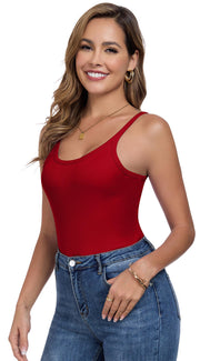 Womens Tank Tops Spaghetti Straps Scoop Neck Ribbed Slim Fitted Summer Workout Camisole Basic Layering Shirts