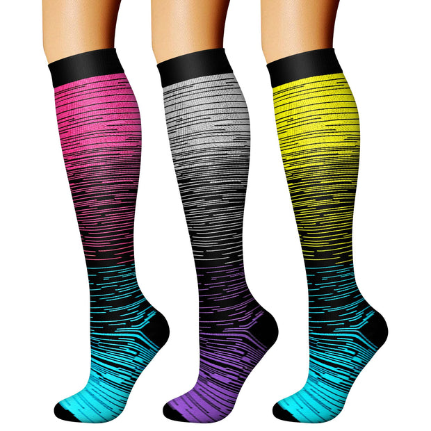 CHARMKING Compression Socks for Women & Men Circulation (3 Pairs) 15-20 mmHg is Best Support for Athletic Running Cycling