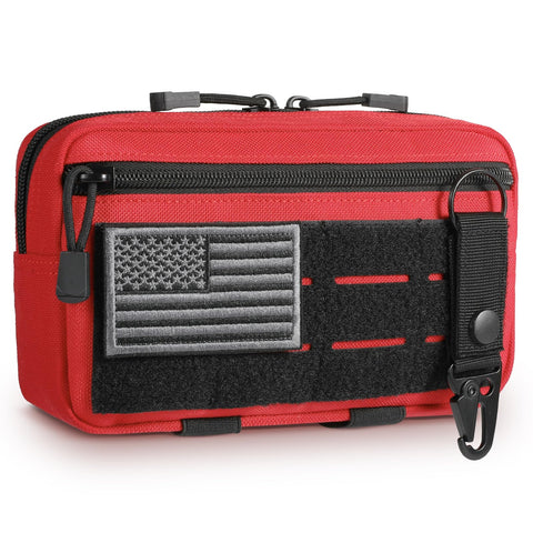 Tactical Molle Admin Pouch Utility Laser Cut EDC Tool Pouch Bag Horizontal Modular Pouches Include US Flag Patch and Keychain