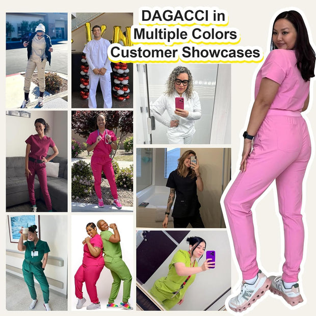Dagacci Scrubs Medical Uniform Women and Man Scrubs Set Medical Scrubs Top and Pants