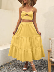ANRABESS Women’s Summer Boho Flowy Swing Tiered A-Line Maxi Skirt 2025 Fashion Trendy Elastic Waist Pleated Long Beach Dress