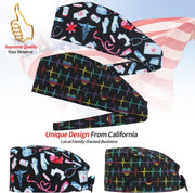 ABAMERICA Working Caps with Button and Sweatband, Adjustable Working Hats for Women Men, One Size(Tie Back or Toggle)