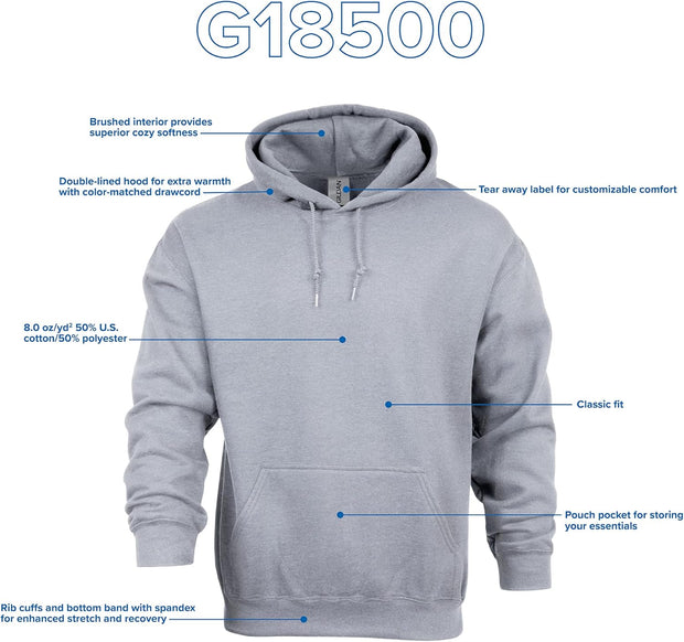Gildan Unisex Adult Fleece Hoodie Sweatshirt, Style G18500, Multipack