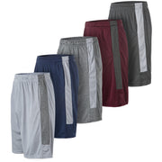 5 Pack: Men's Dry-Fit Sweat Resistant Active Athletic Performance Shorts