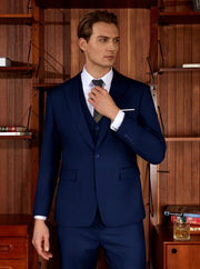 WULFUL Men’s Slim Fit Suit One Button 3-Piece Blazer Dress Business Wedding Party Jacket Vest & Pant