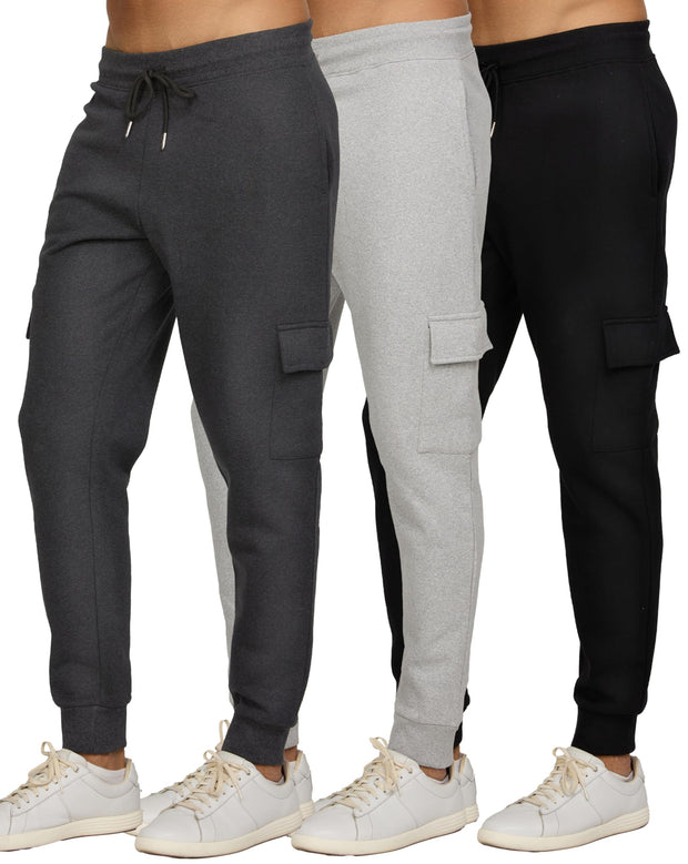 PURE CHAMP Mens 3 Pack Fleece Active Athletic Workout Jogger Sweatpants for Men with Zipper Pocket and Drawstring Size S-3XL