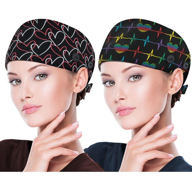 ABAMERICA Working Caps with Button and Sweatband, Adjustable Working Hats for Women Men, One Size(Tie Back or Toggle)