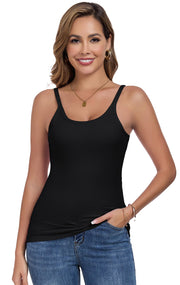 Womens Tank Tops Spaghetti Straps Scoop Neck Ribbed Slim Fitted Summer Workout Camisole Basic Layering Shirts