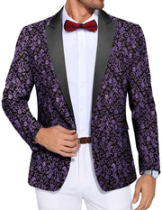 COOFANDY Men's Paisley Tuxedo Jacket One Button Dress Suit Jacket Floral Blazer for Dinner Party Prom Wedding