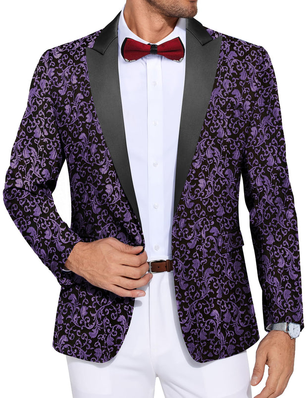COOFANDY Men's Paisley Tuxedo Jacket One Button Dress Suit Jacket Floral Blazer for Dinner Party Prom Wedding