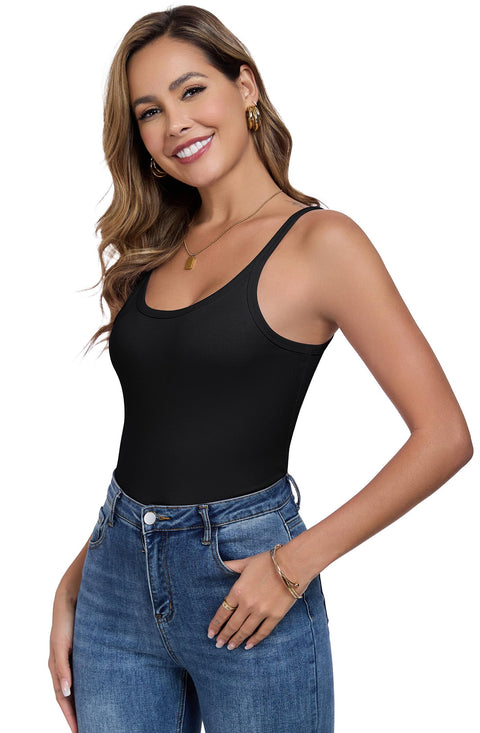 Womens Tank Tops Spaghetti Straps Scoop Neck Ribbed Slim Fitted Summer Workout Camisole Basic Layering Shirts