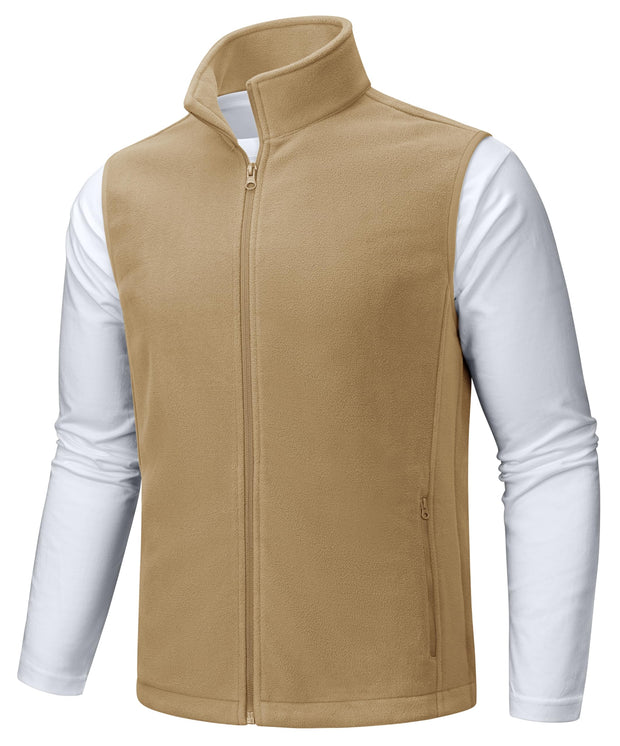 TACVASEN Men's Fleece Vest Zip Up Lightweight Vests Outerwear with Pockets Winter Warm Sleeveless Jacket for Hiking Golf