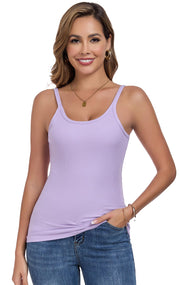 Womens Tank Tops Spaghetti Straps Scoop Neck Ribbed Slim Fitted Summer Workout Camisole Basic Layering Shirts