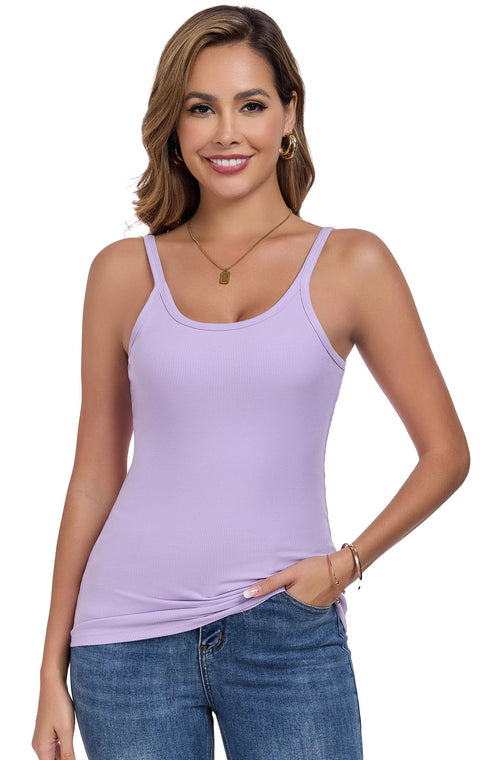 Womens Tank Tops Spaghetti Straps Scoop Neck Ribbed Slim Fitted Summer Workout Camisole Basic Layering Shirts