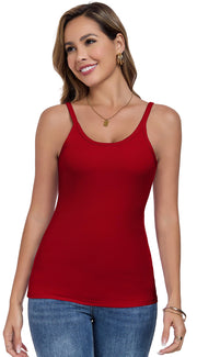 Womens Tank Tops Spaghetti Straps Scoop Neck Ribbed Slim Fitted Summer Workout Camisole Basic Layering Shirts