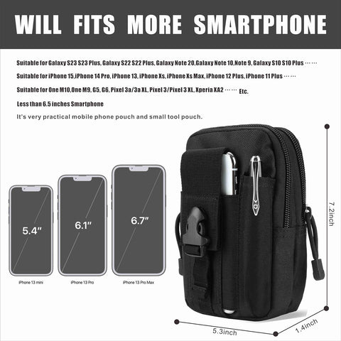 Tactical Waist Pouch EDC Molle Waist Bag Belt Phone Pouch Holster Purse Carrying Pouch for Smartphone, Tools
