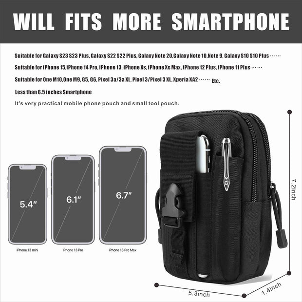 Tactical Waist Pouch EDC Molle Waist Bag Belt Phone Pouch Holster Purse Carrying Pouch for Smartphone, Tools