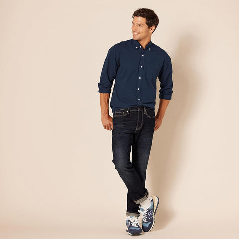 Amazon Essentials Men's Long Sleeve Shirts Casual - Regular-Fit Pocket Oxford