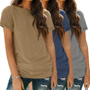 SUNBS Womens 3 Pack T-Shirts Short Sleeve Summer Tops Fashion Basic Tees Comfy Casual Vacation Outfits Workout Clothes 2025