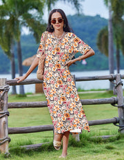 Zeagoo Women Long Sun Dress Summer T Shirt Dresses Beach Dress Casual Short Sleeve Tropical O Neck A Line Maxi Dresses Loose Side Slit Cover Up with Pockets 2025 Black XXL
