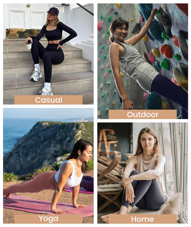 NexiEpoch High Waisted Leggings for Women - Black Tummy Control Compression Soft Yoga Pants for Workout Reg & Plus Size