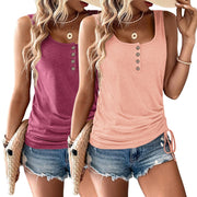 Womens Tank Tops, 2 Pack Summer Tank Tops for Women 2025, Sleeveless U Neck Loose Button Casual Henley Tops Shirts
