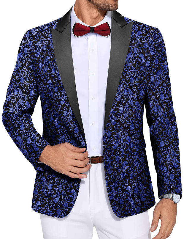 COOFANDY Men's Paisley Tuxedo Jacket One Button Dress Suit Jacket Floral Blazer for Dinner Party Prom Wedding