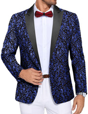 COOFANDY Men's Paisley Tuxedo Jacket One Button Dress Suit Jacket Floral Blazer for Dinner Party Prom Wedding