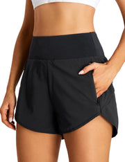 BMJL Women's Athletic Shorts High Waisted Running Shorts Pocket Sporty Short Gym Elastic Workout Shorts