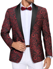 COOFANDY Men's Paisley Tuxedo Jacket One Button Dress Suit Jacket Floral Blazer for Dinner Party Prom Wedding