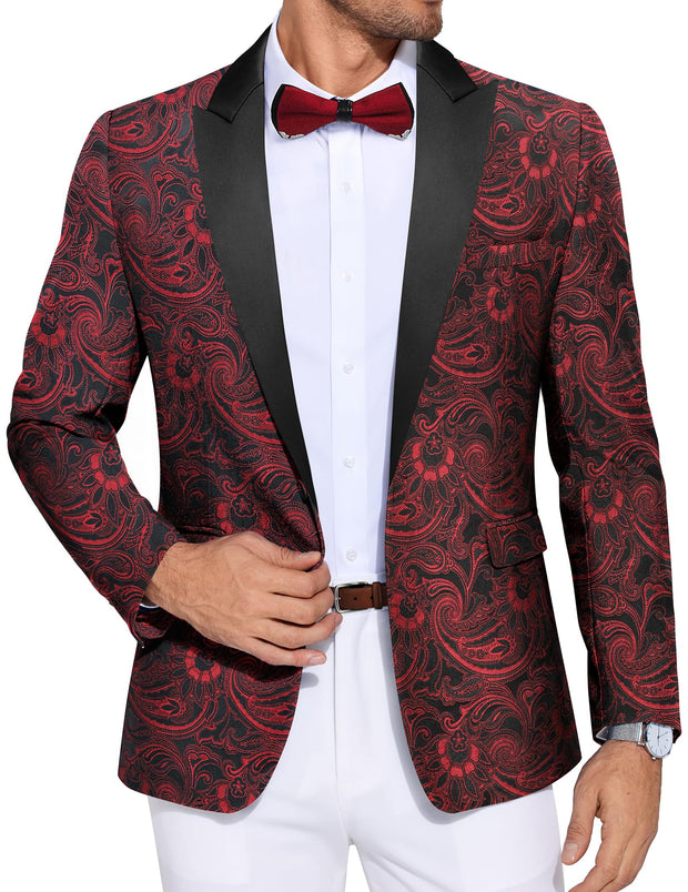 COOFANDY Men's Paisley Tuxedo Jacket One Button Dress Suit Jacket Floral Blazer for Dinner Party Prom Wedding