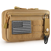 Tactical Molle Admin Pouch Utility Laser Cut EDC Tool Pouch Bag Horizontal Modular Pouches Include US Flag Patch and Keychain