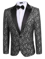 COOFANDY Men's Paisley Tuxedo Jacket One Button Dress Suit Jacket Floral Blazer for Dinner Party Prom Wedding