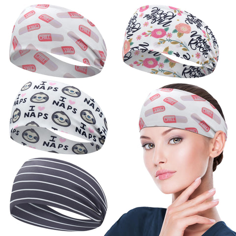 ABAMERICA Headbands with Button for Mask, Wide Nurses Headbands Non Slip Elastic Ear Protection for Women Men Doctors Sweatband Headband (BUTTON- 1 PACK COLOR05)