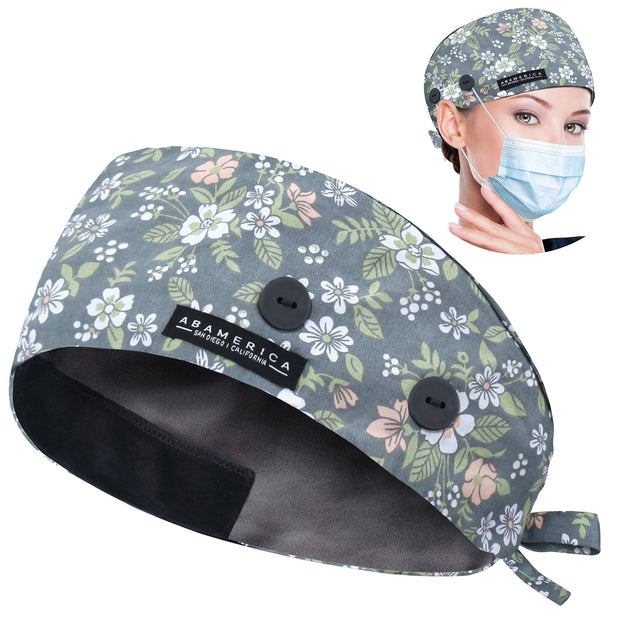 ABAMERICA Working Caps with Button and Sweatband, Adjustable Working Hats for Women Men, One Size(Tie Back or Toggle)