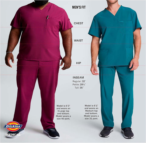 Dickies EDS Signature Scrubs for Men, Multi-Pocket V-Neck Scrub Top in Soft Brushed Poplin 81906