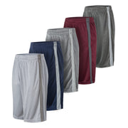 5 Pack: Men's Dry-Fit Sweat Resistant Active Athletic Performance Shorts