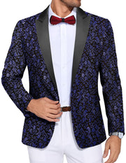 COOFANDY Men's Paisley Tuxedo Jacket One Button Dress Suit Jacket Floral Blazer for Dinner Party Prom Wedding