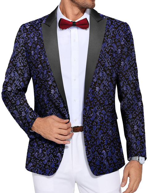 COOFANDY Men's Paisley Tuxedo Jacket One Button Dress Suit Jacket Floral Blazer for Dinner Party Prom Wedding