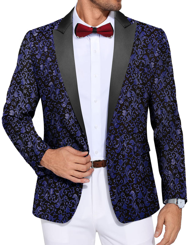 COOFANDY Men's Paisley Tuxedo Jacket One Button Dress Suit Jacket Floral Blazer for Dinner Party Prom Wedding